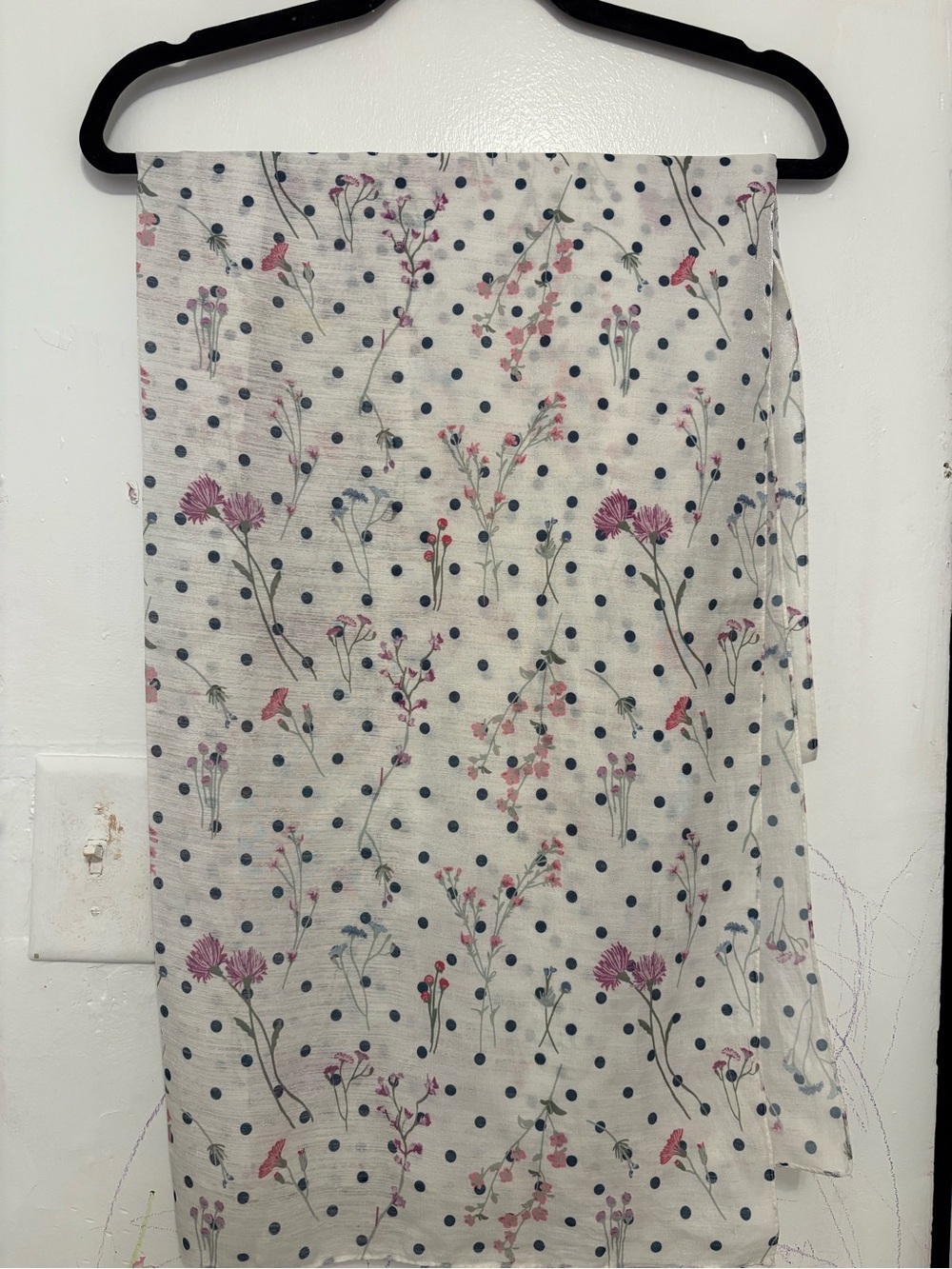 Floral Dot Print Cotton Bedding Panel in White and Pink